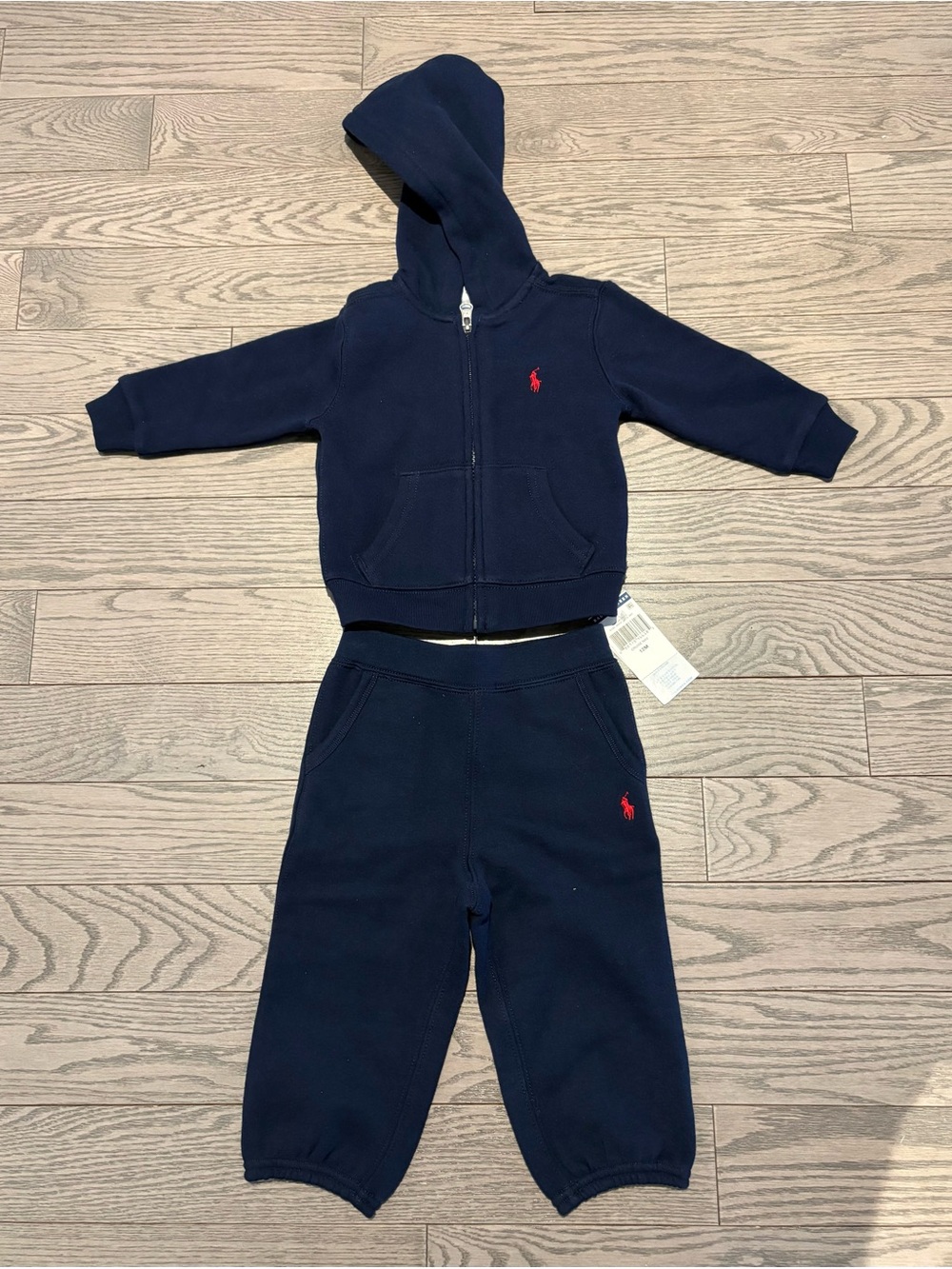 Polo by Ralph Lauren Kids Navy Hoodie & Jogger Sweatpants Set with Red Logo